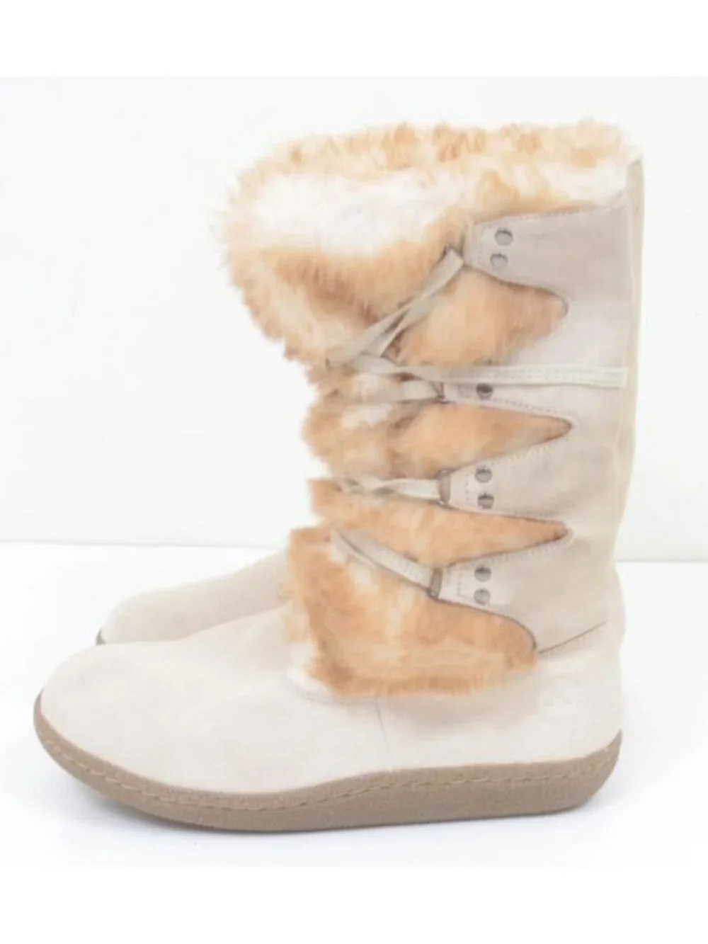 NWT Airwalk Big Kids 4 Leather Suede Shearling Fur Vegan Winter Boots Bootie